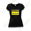 T-Shirt "Caution" Mulheres - Negro