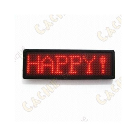 Badge avec message lumineux LED défilant