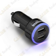 Chargeur allume-cigare double USB - 2A + 1A