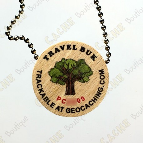 Travel Buk - Geocoin de madera