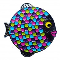 Géocoin "Rainbow Fish" - Neon Black Nickel LE
