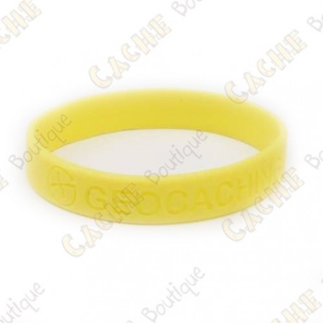 pulseira de silicone - Geocaching, this is our world - Amarelo