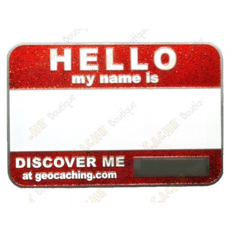 Name tag trackable - Red glitter