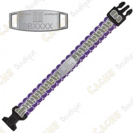 Bracelete Paracord Trackable - Geocaching - Roxo / Cinza