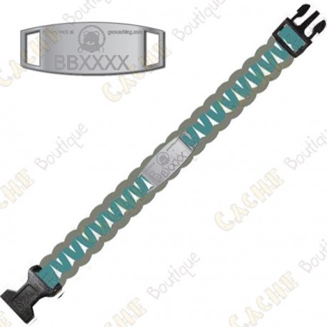 Pulsera de Paracord Trackable - Brugse Beer VI - Turquesa / Gris - Presale