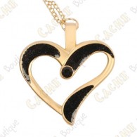 Geocoin Colar "Eternal Love" - Preto / Ouro escovado