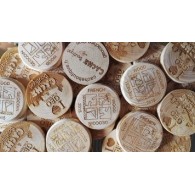 Géocoins en bois personnalisés x 100