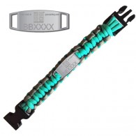 Pulsera de Paracord Trackable - Geocaching - Turquesa / Gris