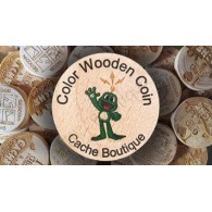Géocoins en bois Couleur personnalisés x 100