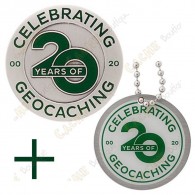 Géocoin "20 Years of Geocaching" + Traveler