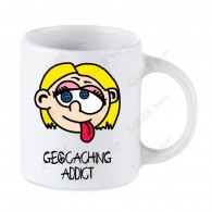 Taza Geocaching blanca - Geocaching Addict Chica