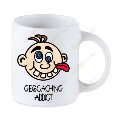 Taza Geocaching blanca - Geocaching Addict Chico